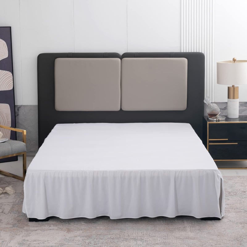 TSUTOMI Bed Skirt King Size Ruffled Bed Skirt with Split Corners  14 Inch Drop Dust Ruffle Bed Skirts with Platform  Gathered Style  100% Microfiber  White - Image 1